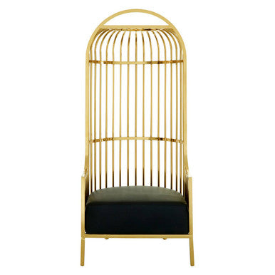 Eliza Gold Metal Dome Cage Chair with Cushion
