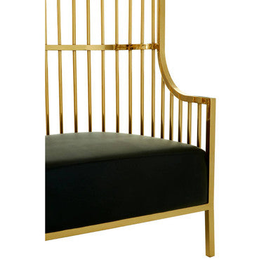 Eliza Gold Metal Dome Cage Chair with Cushion