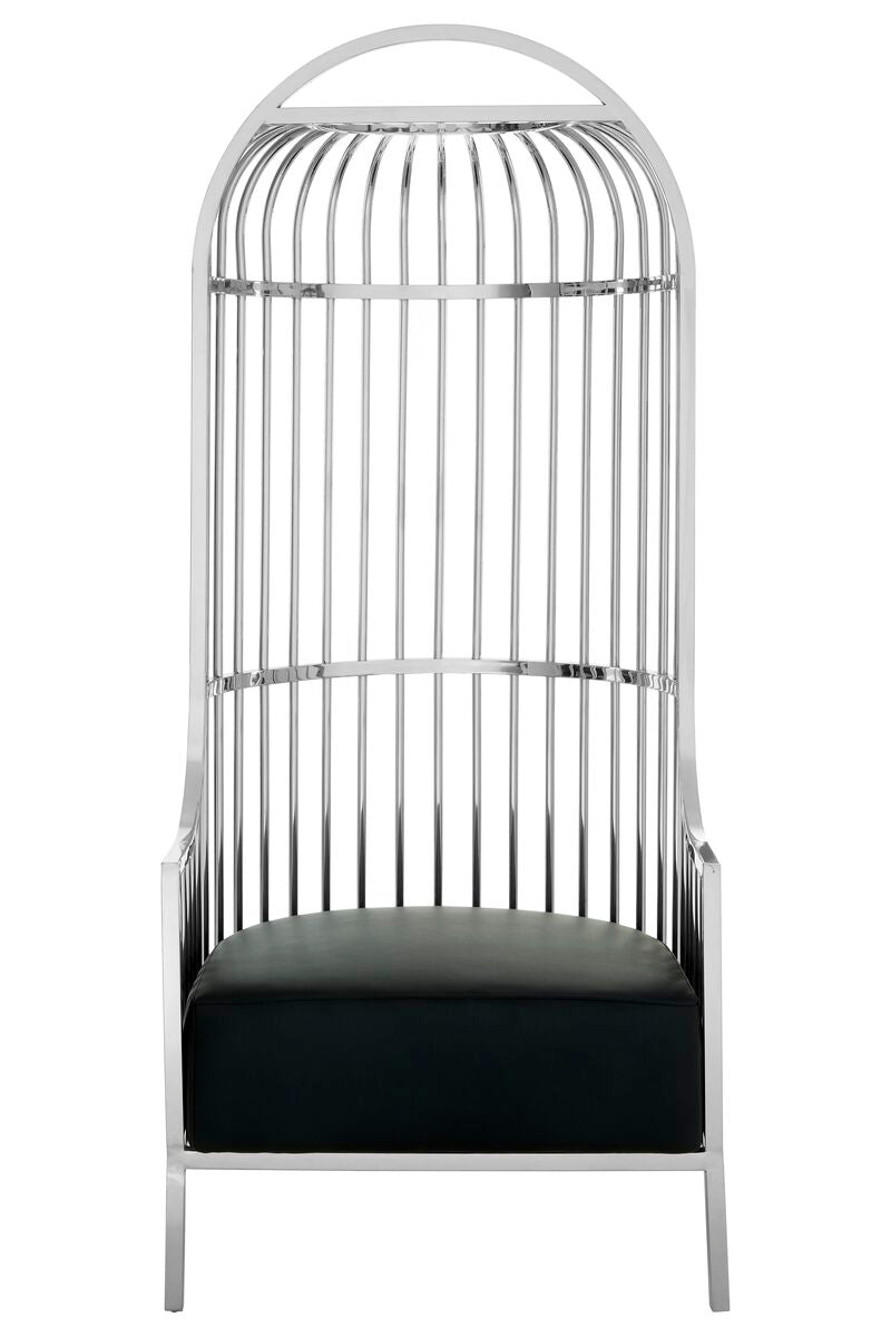 Eliza Silver Metal Dome Cage Chair with Cushion