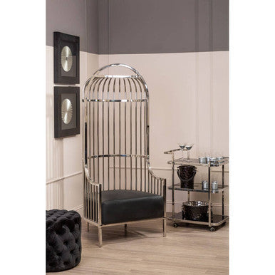 Eliza Silver Metal Dome Cage Chair with Cushion