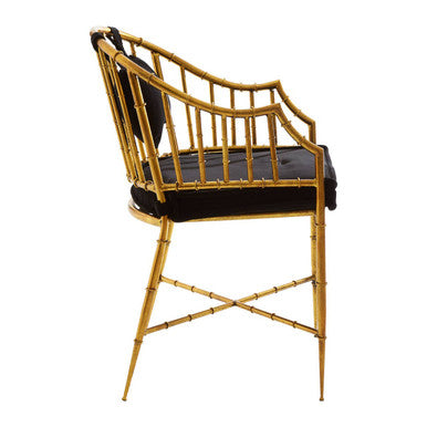 Monroe Gold Velvet Armchair with Metal Frame