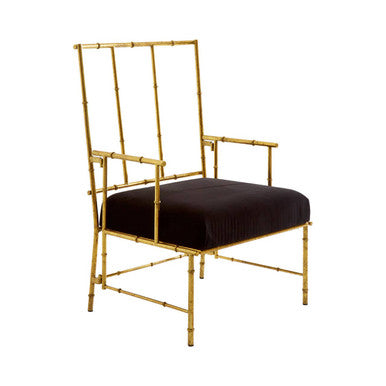 Monroe Black and Gold Velvet Accent Chair with Metal Frame