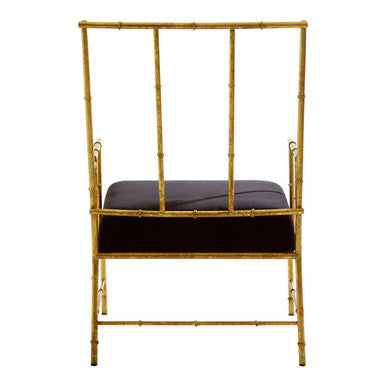 Monroe Black and Gold Velvet Accent Chair with Metal Frame