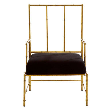 Monroe Black and Gold Velvet Accent Chair with Metal Frame