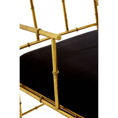 Monroe Black and Gold Velvet Accent Chair with Metal Frame
