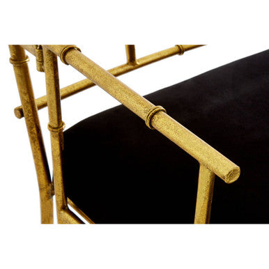 Monroe Black and Gold Velvet Accent Chair with Metal Frame