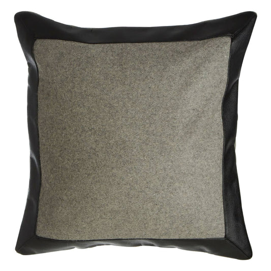Hampstead Grey & Black Faux Leather Cushion