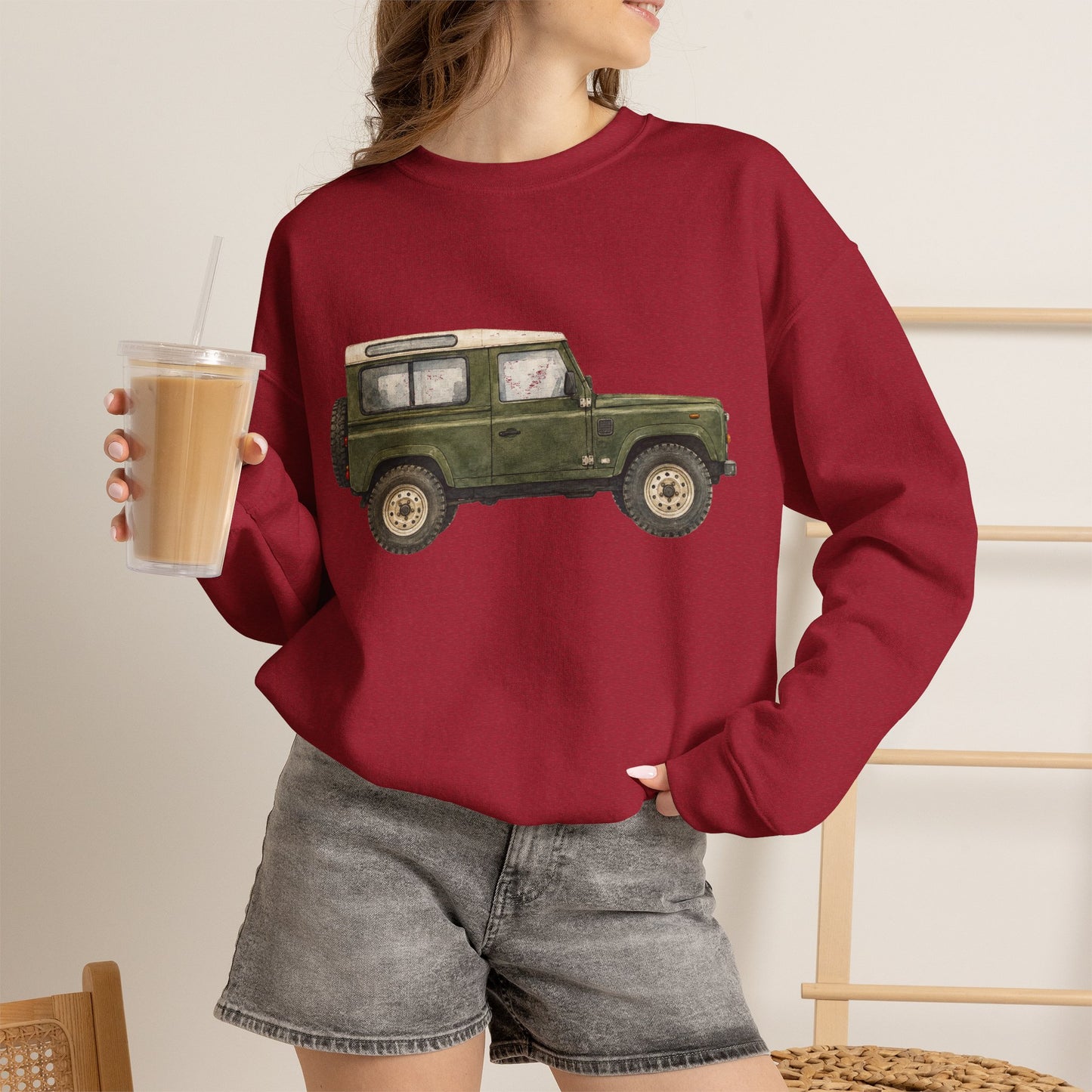 Adventure Land Rover Sweatshirt – Vintage Green Off-Road Truck Crewneck