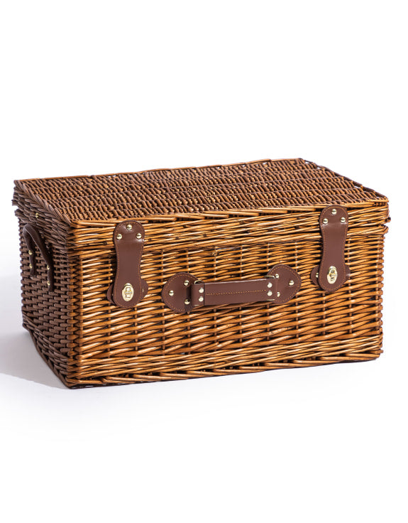 Luxury 4 Person Wicker Picnic Hamper with Blanket & Accessories