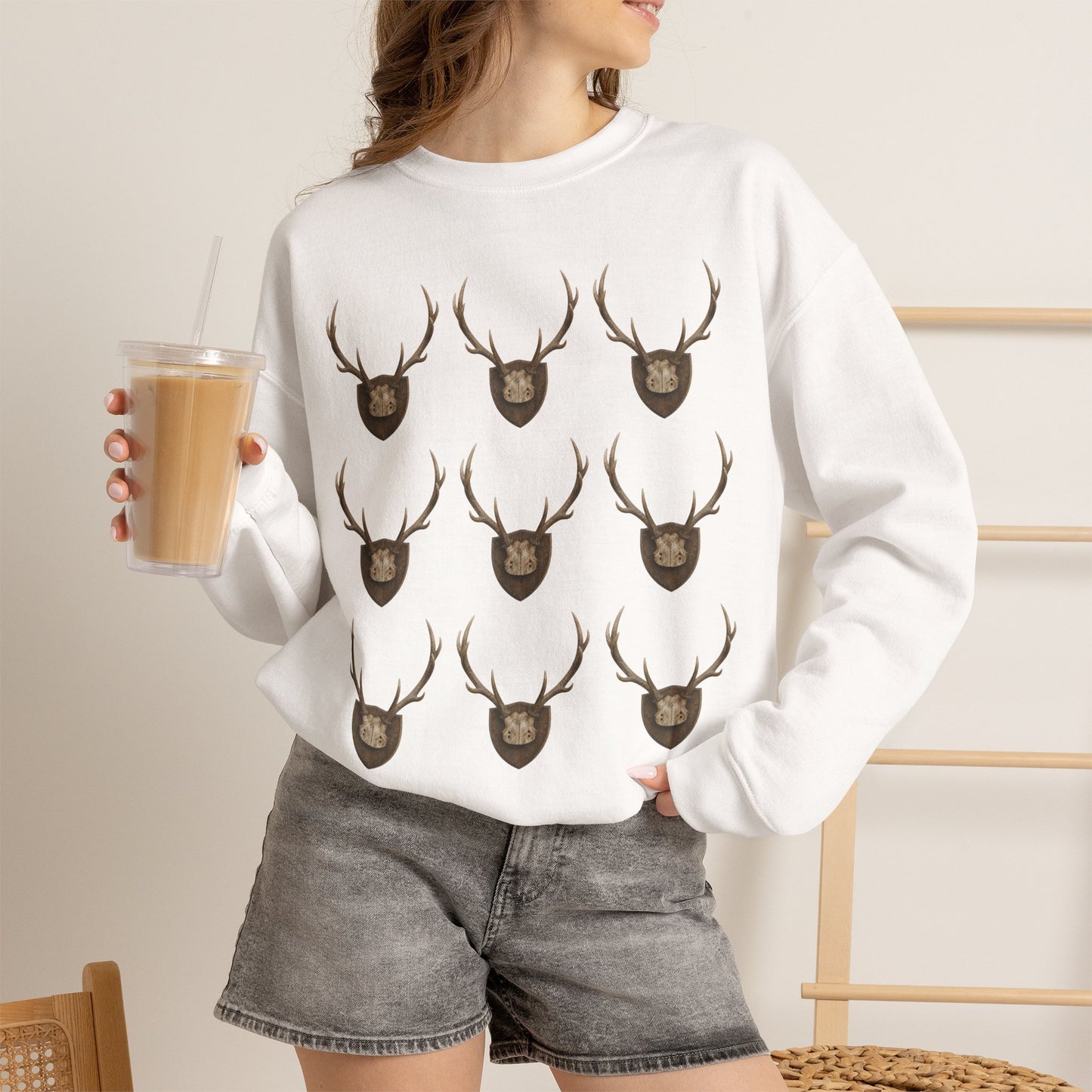 Deer Antler Crest Crewneck Sweatshirt