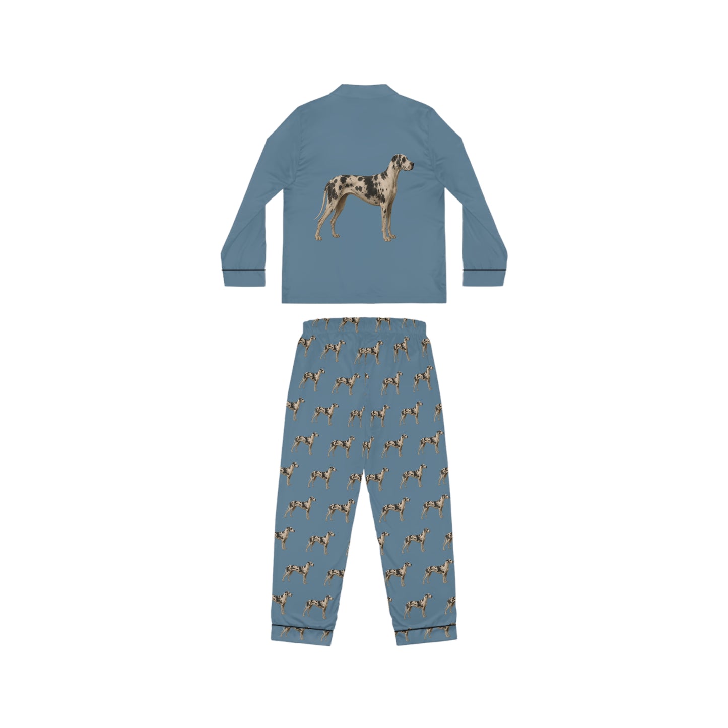 Harlequin Great Dane Women’s Pyjama Set in Dusty Blue