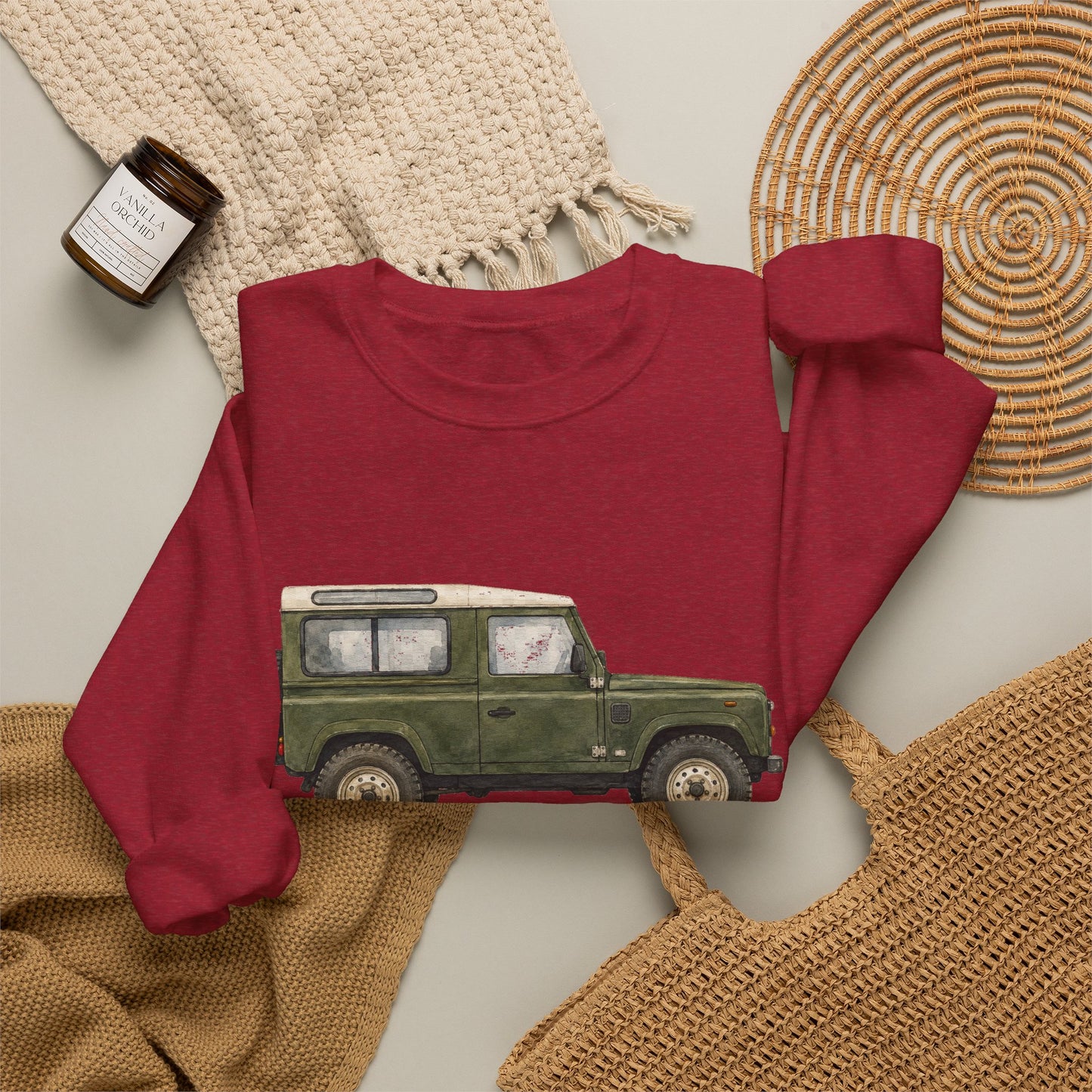 Adventure Land Rover Sweatshirt – Vintage Green Off-Road Truck Crewneck