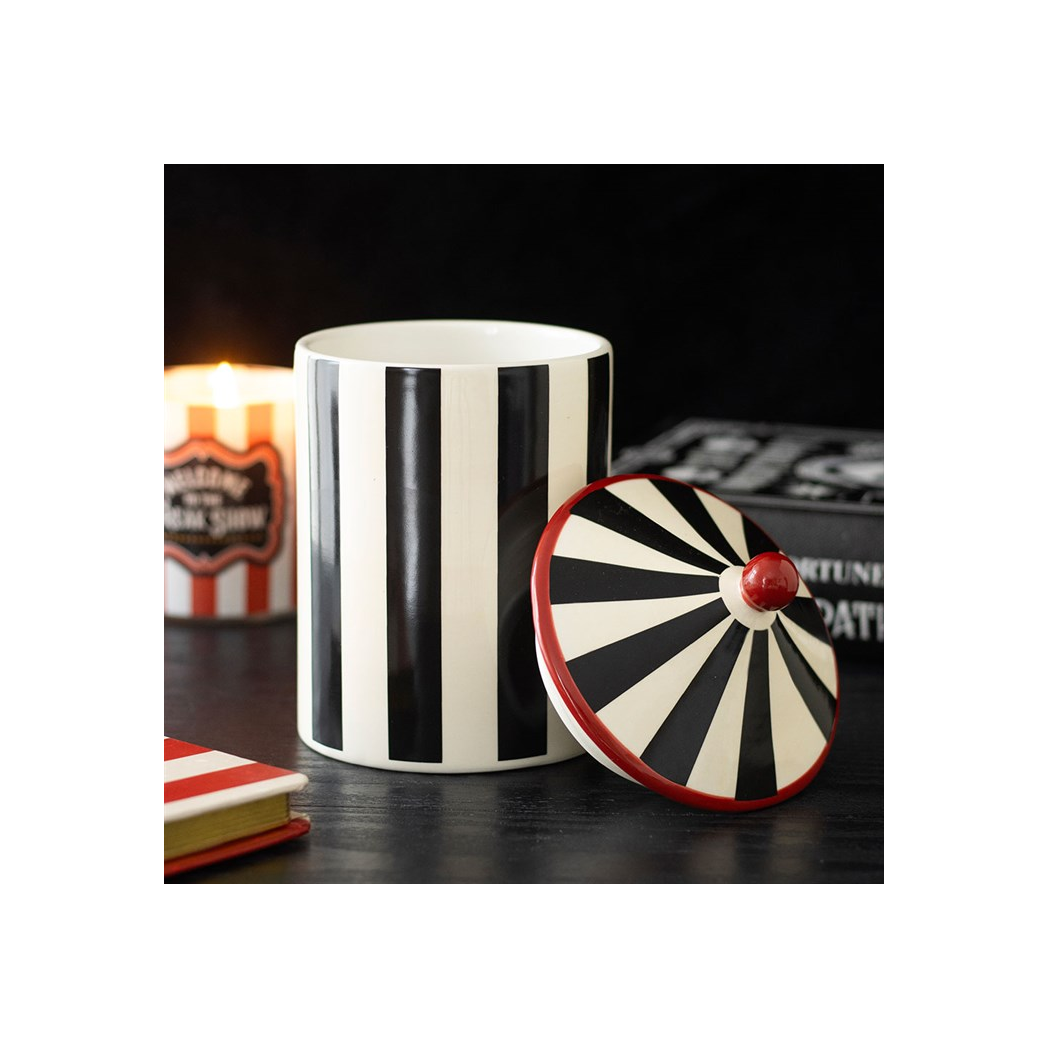 Black & White Striped Ceramic Storage Jar | Circus Tent Canister