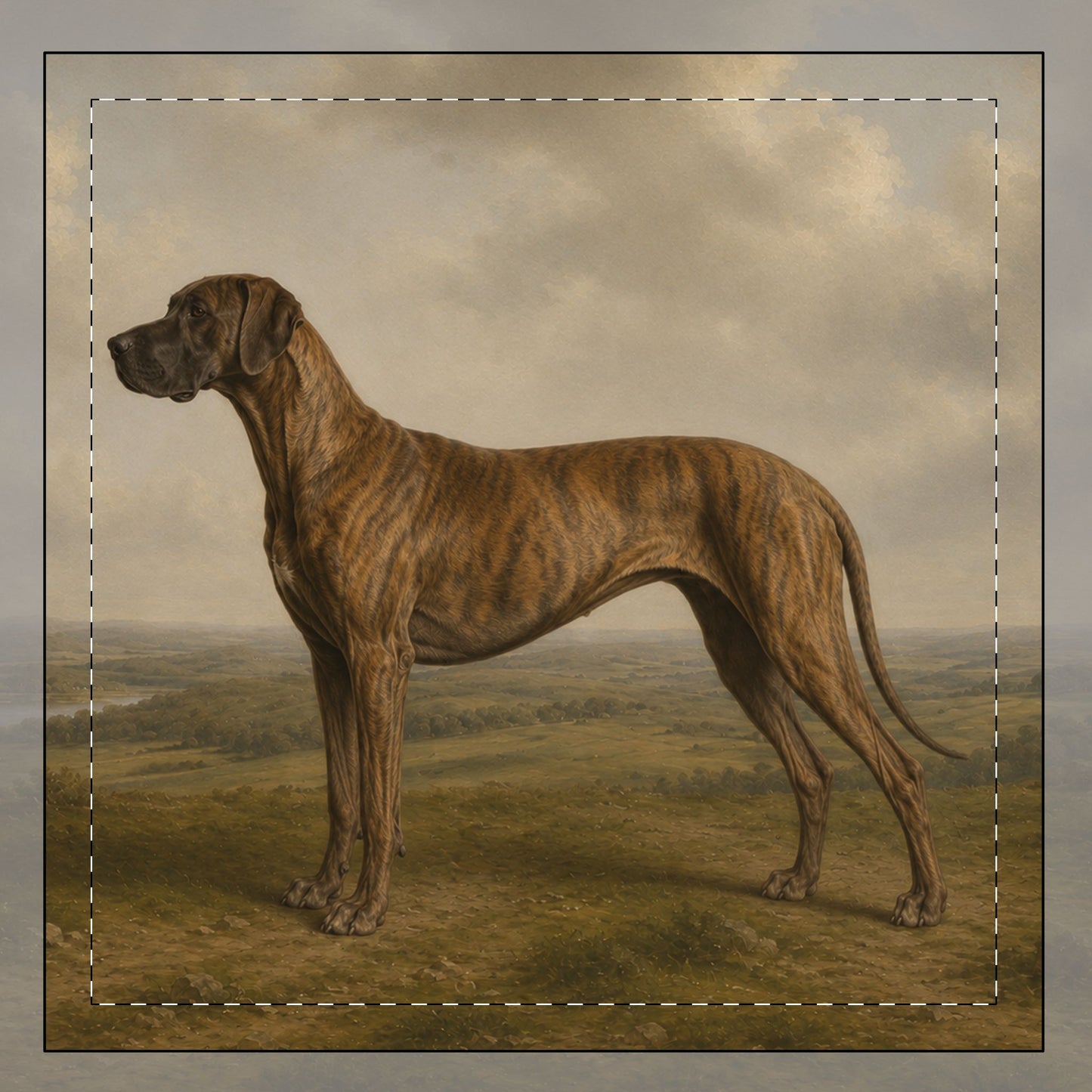 Vintage Brindle Great Dane Portrait Cushion