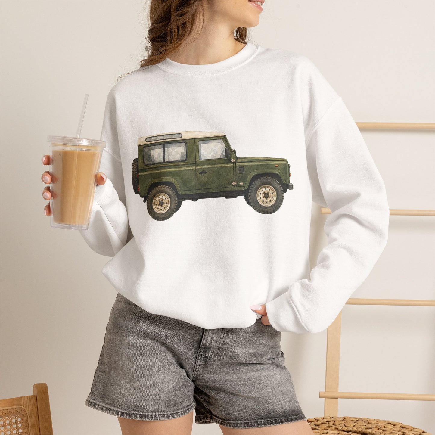 Adventure Land Rover Sweatshirt – Vintage Green Off-Road Truck Crewneck