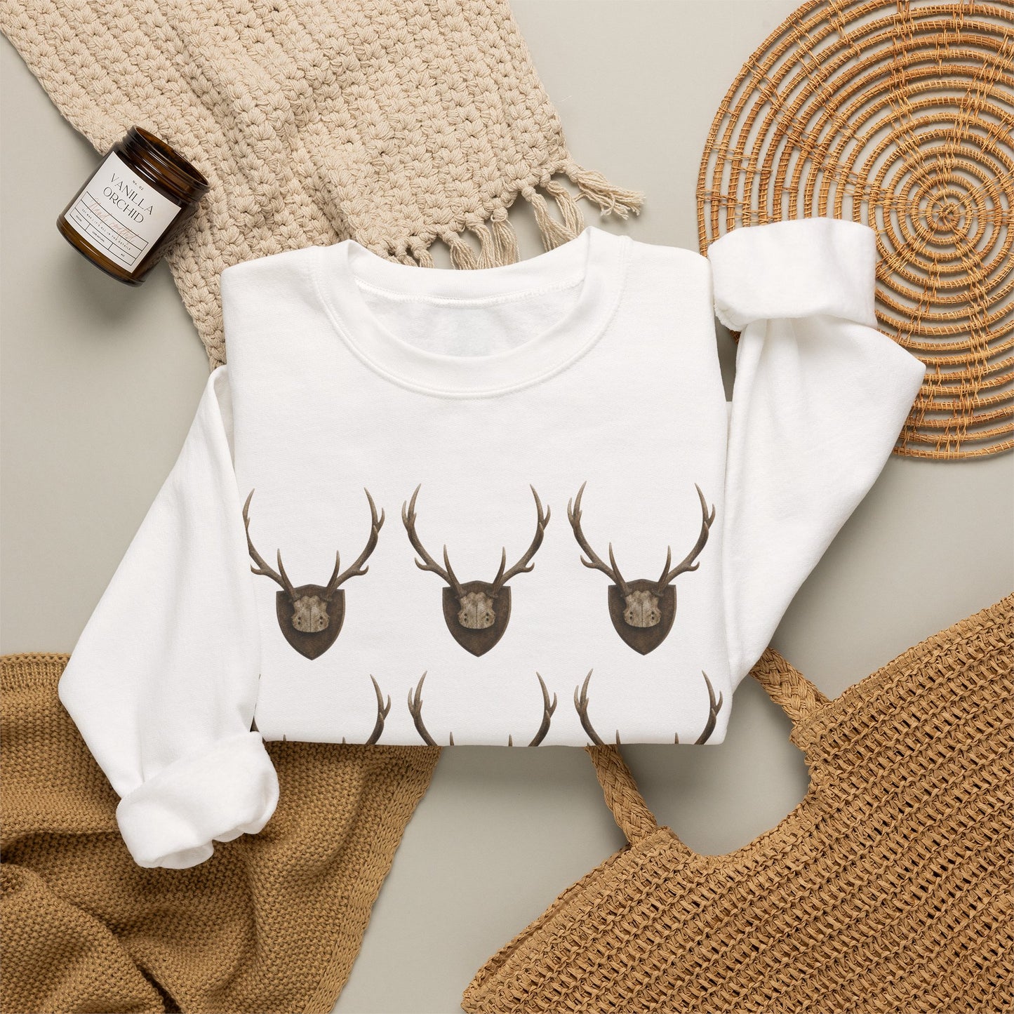 Deer Antler Crest Crewneck Sweatshirt