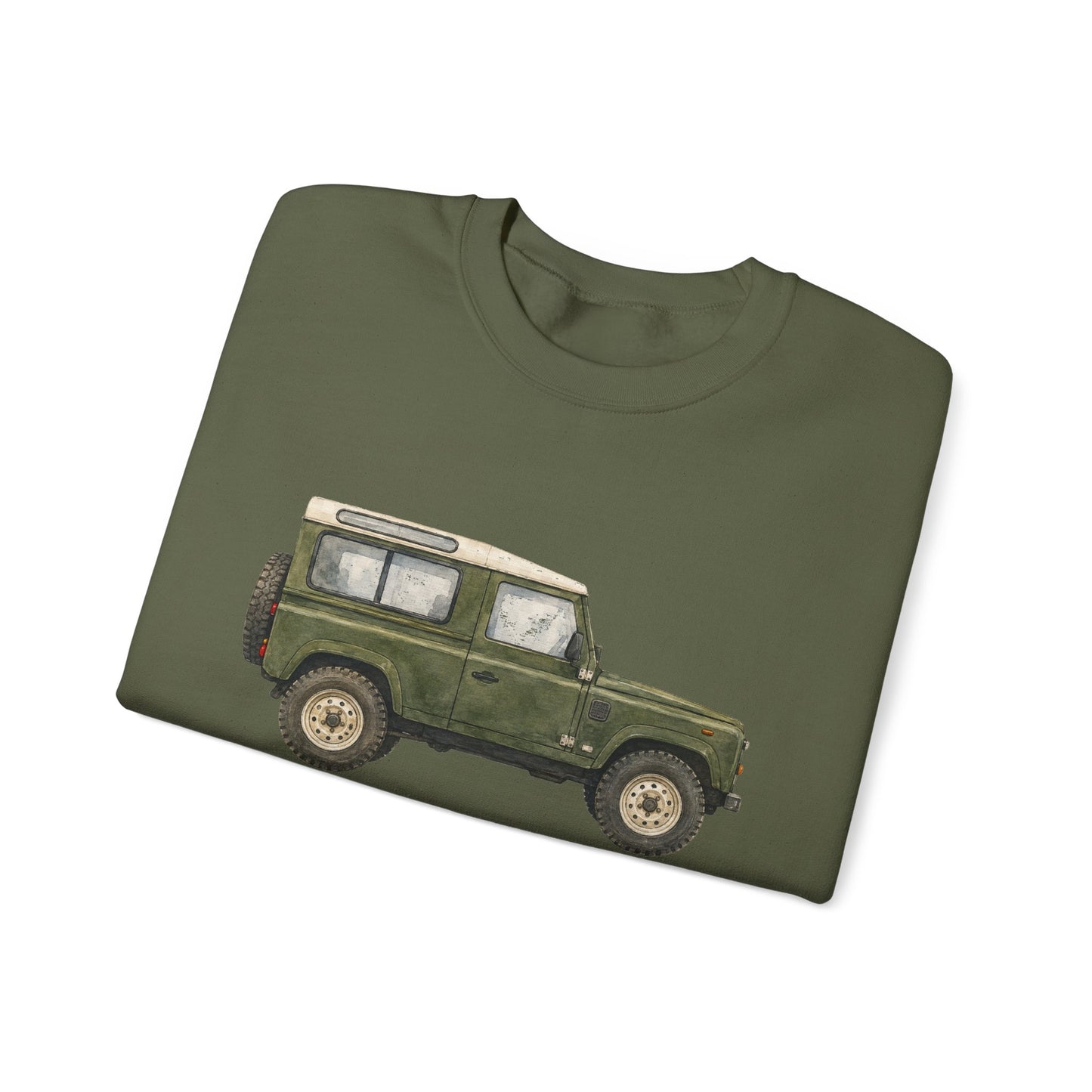 Adventure Land Rover Sweatshirt – Vintage Green Off-Road Truck Crewneck