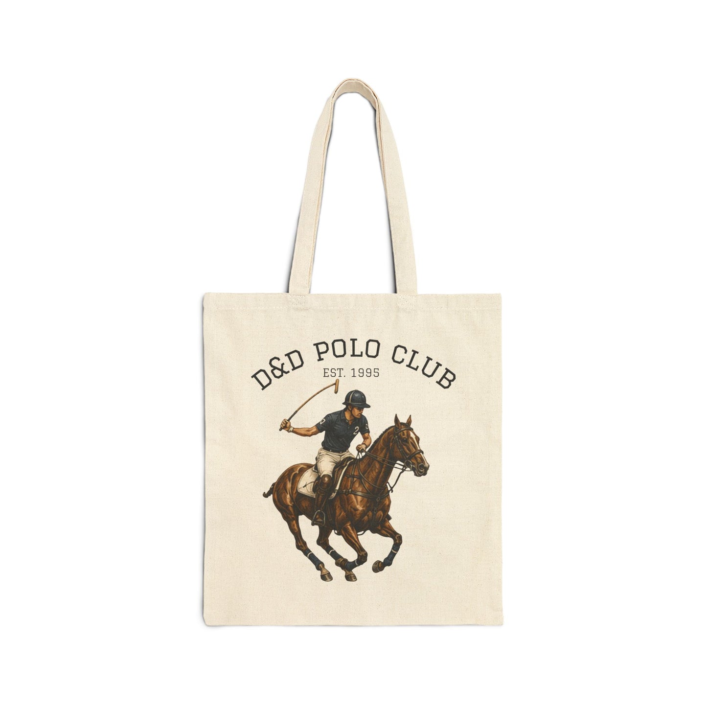 Polo Player Illustration Tote Bag | Crossed Mallets & Ball Tote