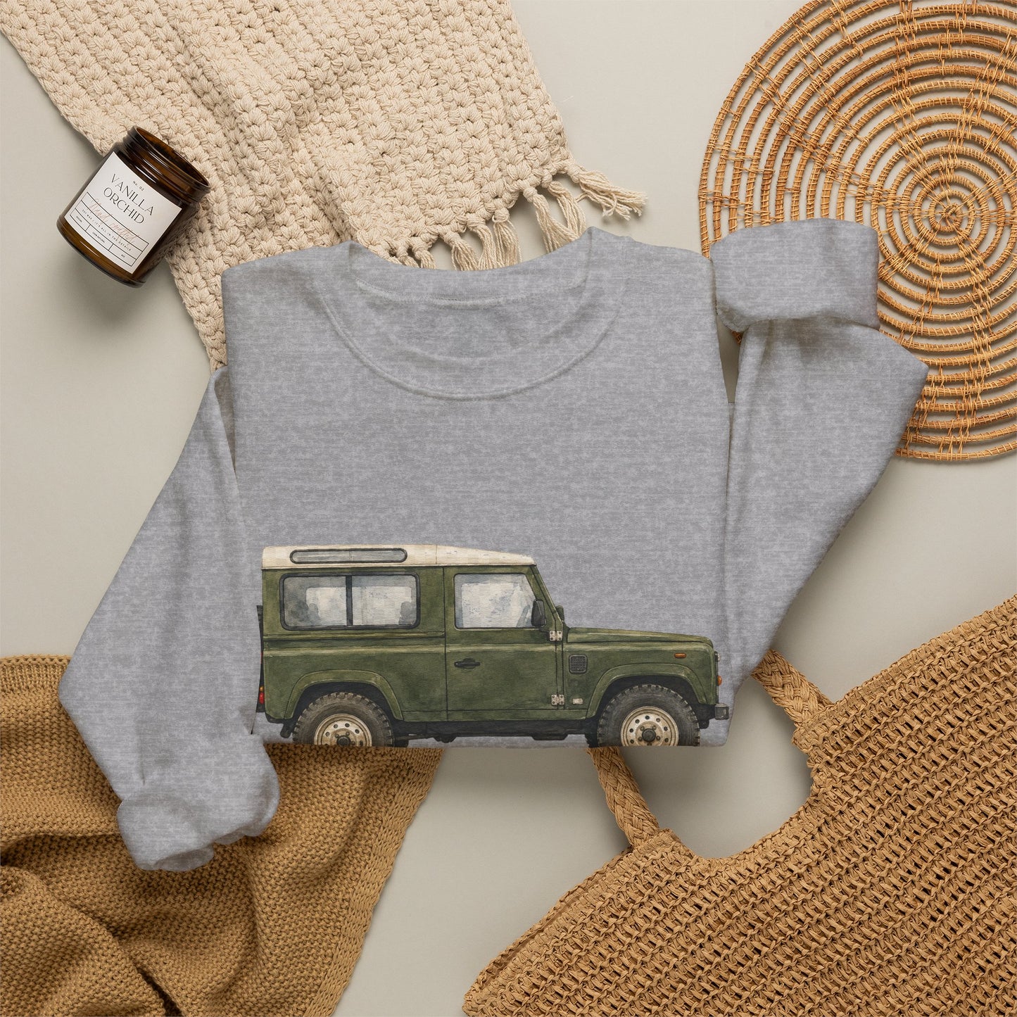 Adventure Land Rover Sweatshirt – Vintage Green Off-Road Truck Crewneck