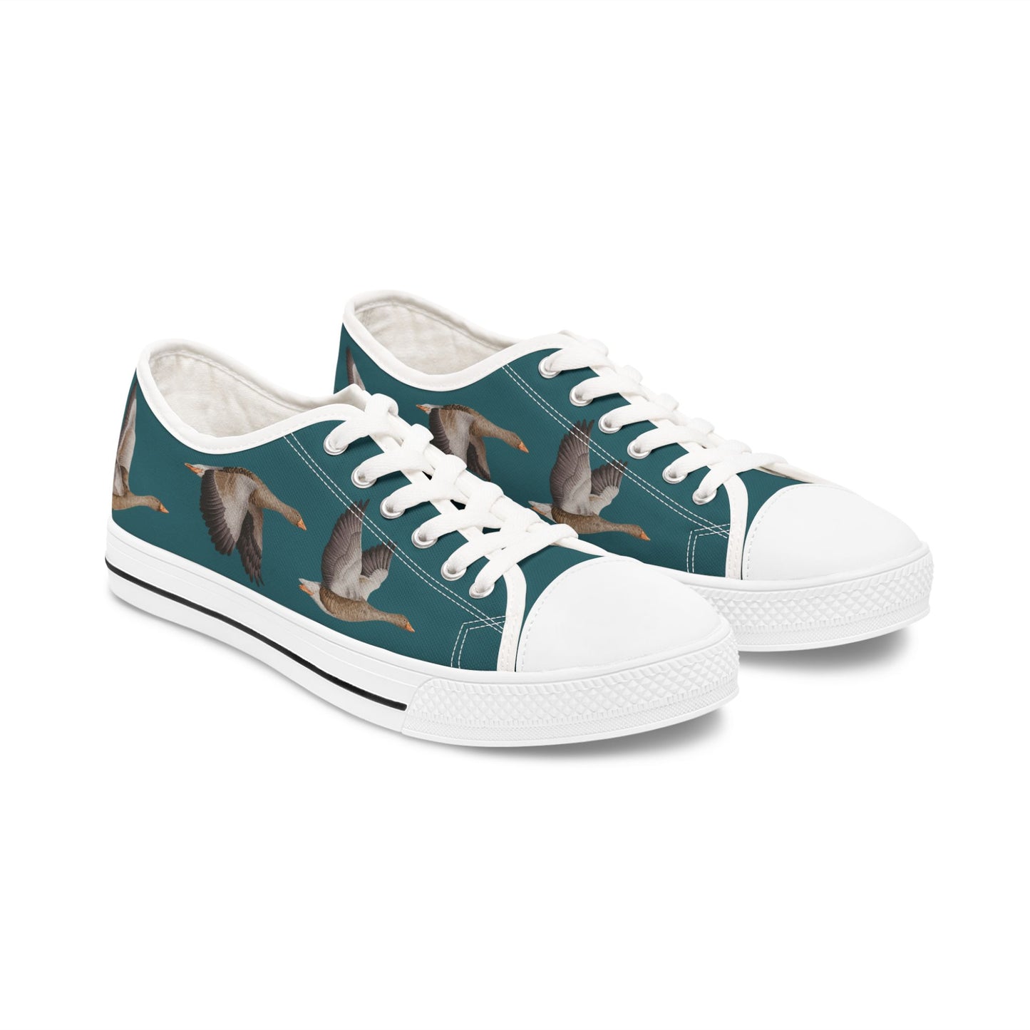 Flying Geese Low Top Sneakers — Teal Womens