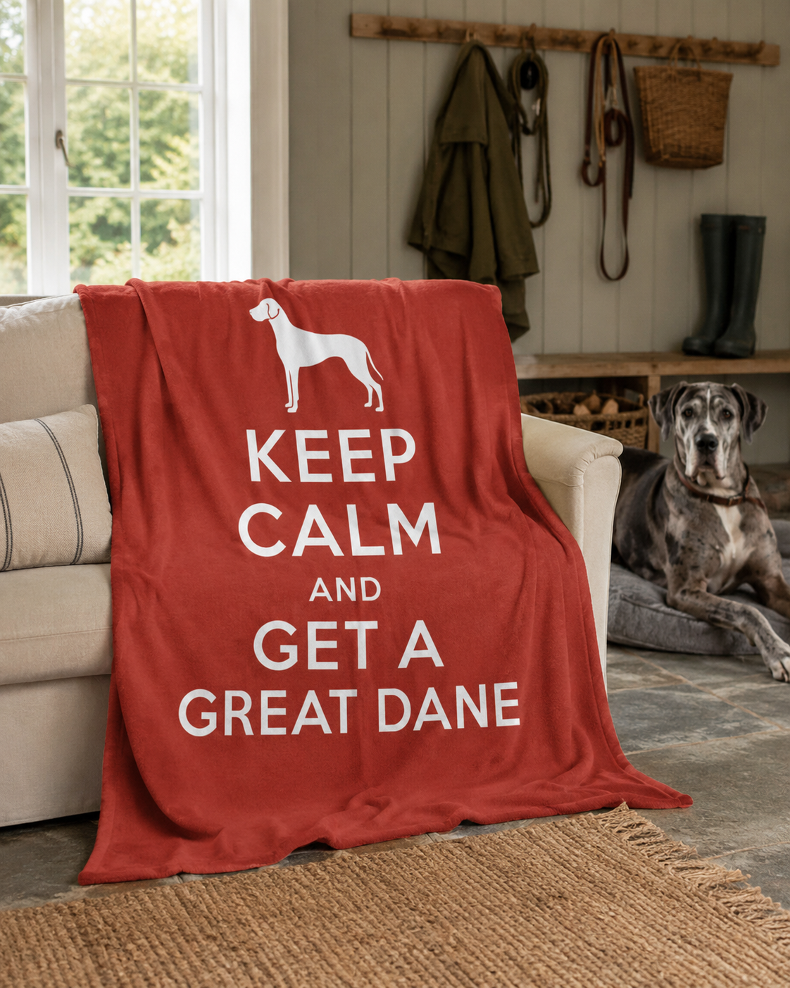 Keep Calm and Get a Great Dane Throw Blanket