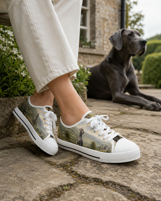 Blue Great Dane & Vintage 4x4 Low-Top Canvas Trainers Sneakers