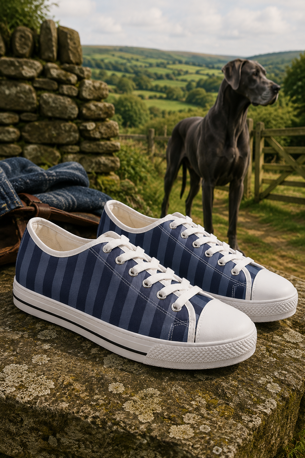 Preppy Navy Stripe Low-Top Canvas Trainers