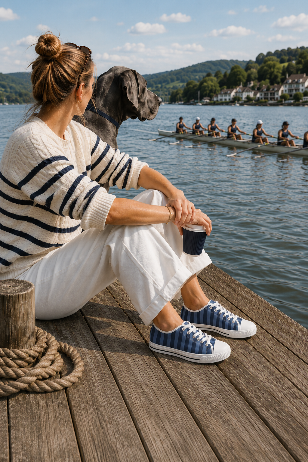 Preppy Navy Stripe Low-Top Canvas Trainers