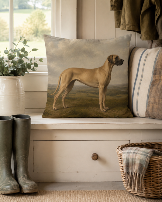 Vintage Fawn Great Dane Portrait Cushion