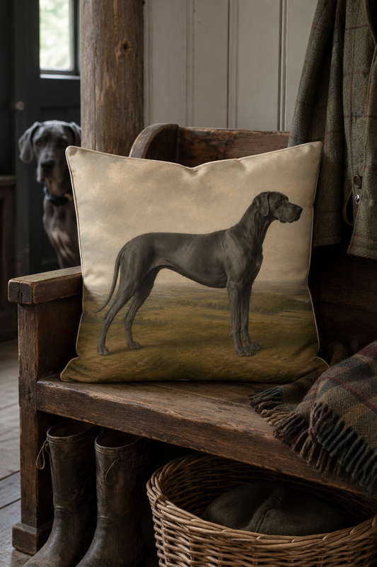 Vintage Blue Great Dane Portrait Cushion
