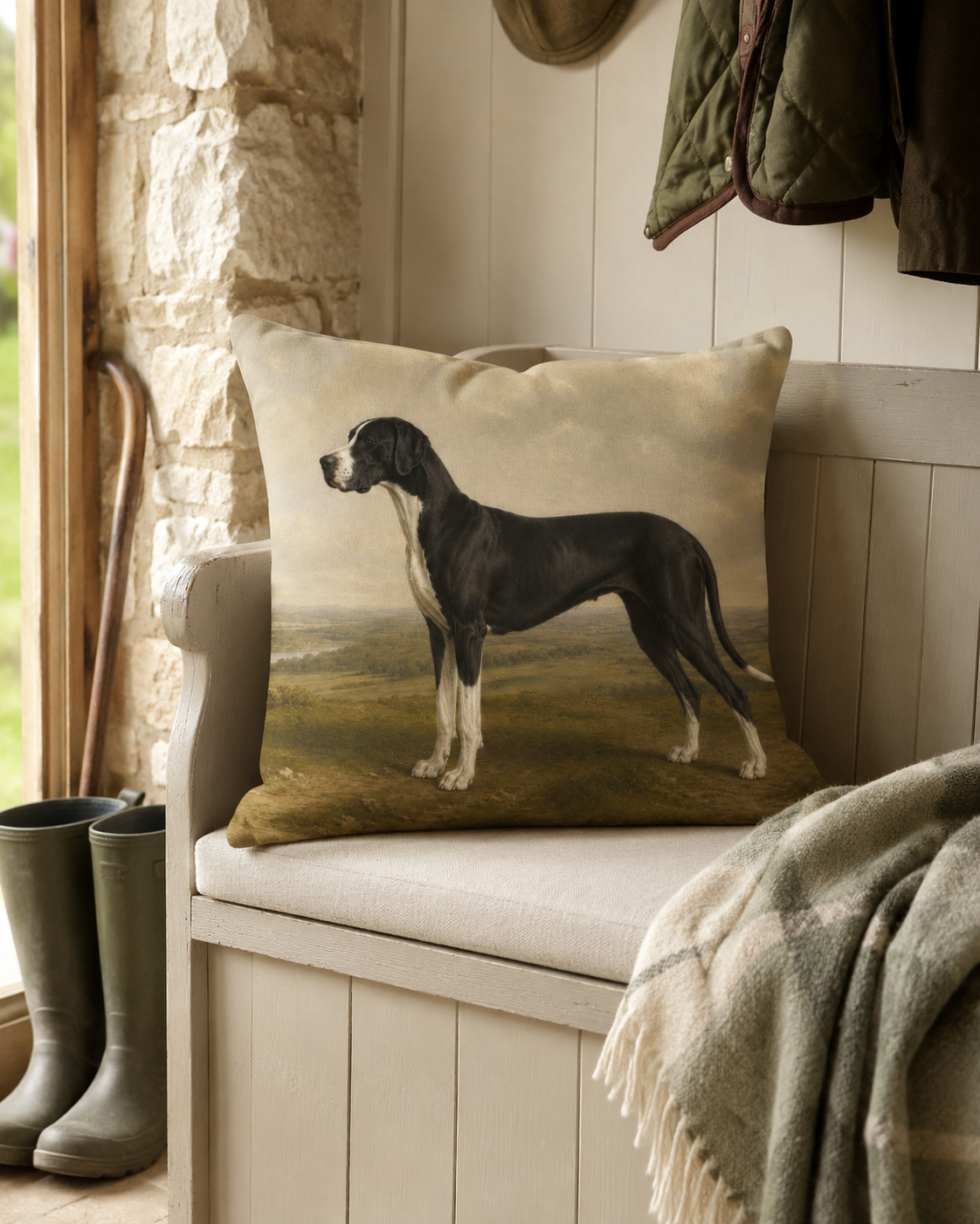 Vintage Mantle Great Dane Portrait Cushion