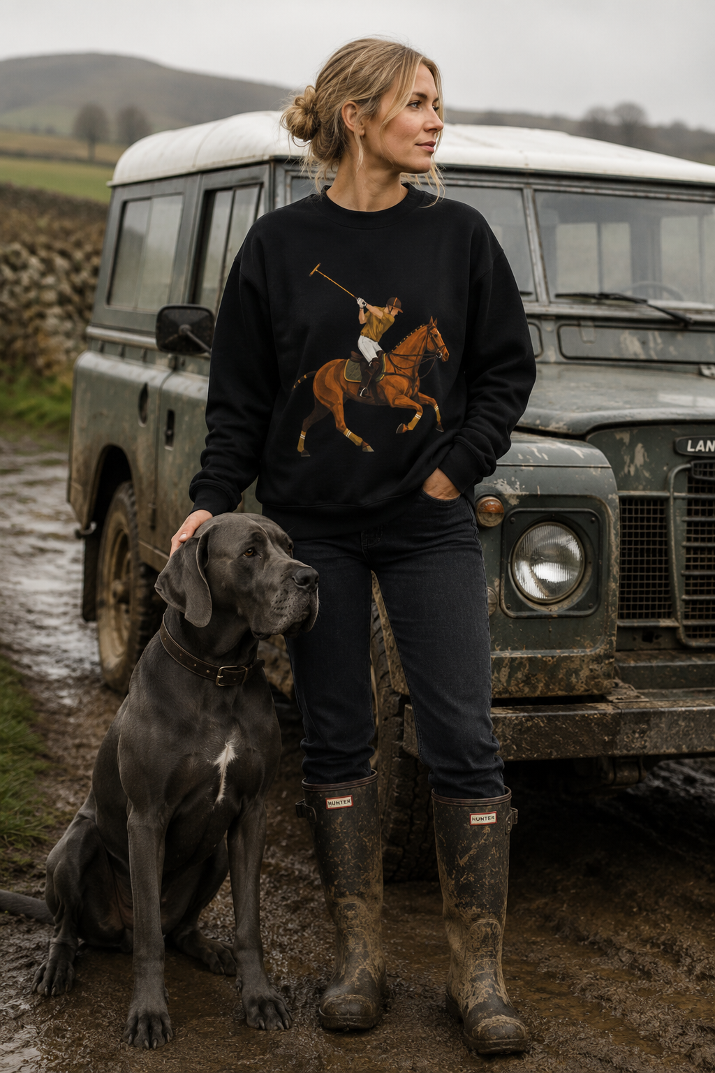 Global Colours -  Vintage Polo Horse Sweatshirt | Heritage Country Club Equestrian Graphic Crewneck