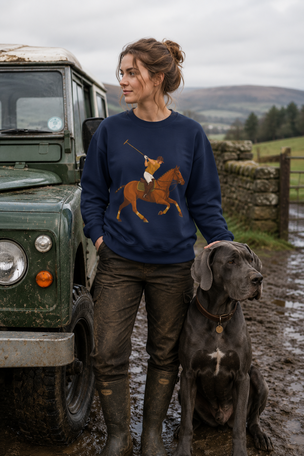 Global Colours -  Vintage Polo Horse Sweatshirt | Heritage Country Club Equestrian Graphic Crewneck