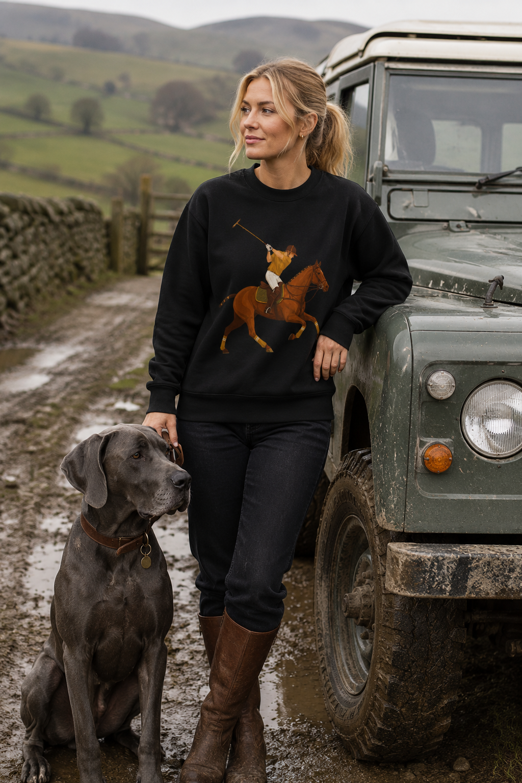 Global Colours -  Vintage Polo Horse Sweatshirt | Heritage Country Club Equestrian Graphic Crewneck