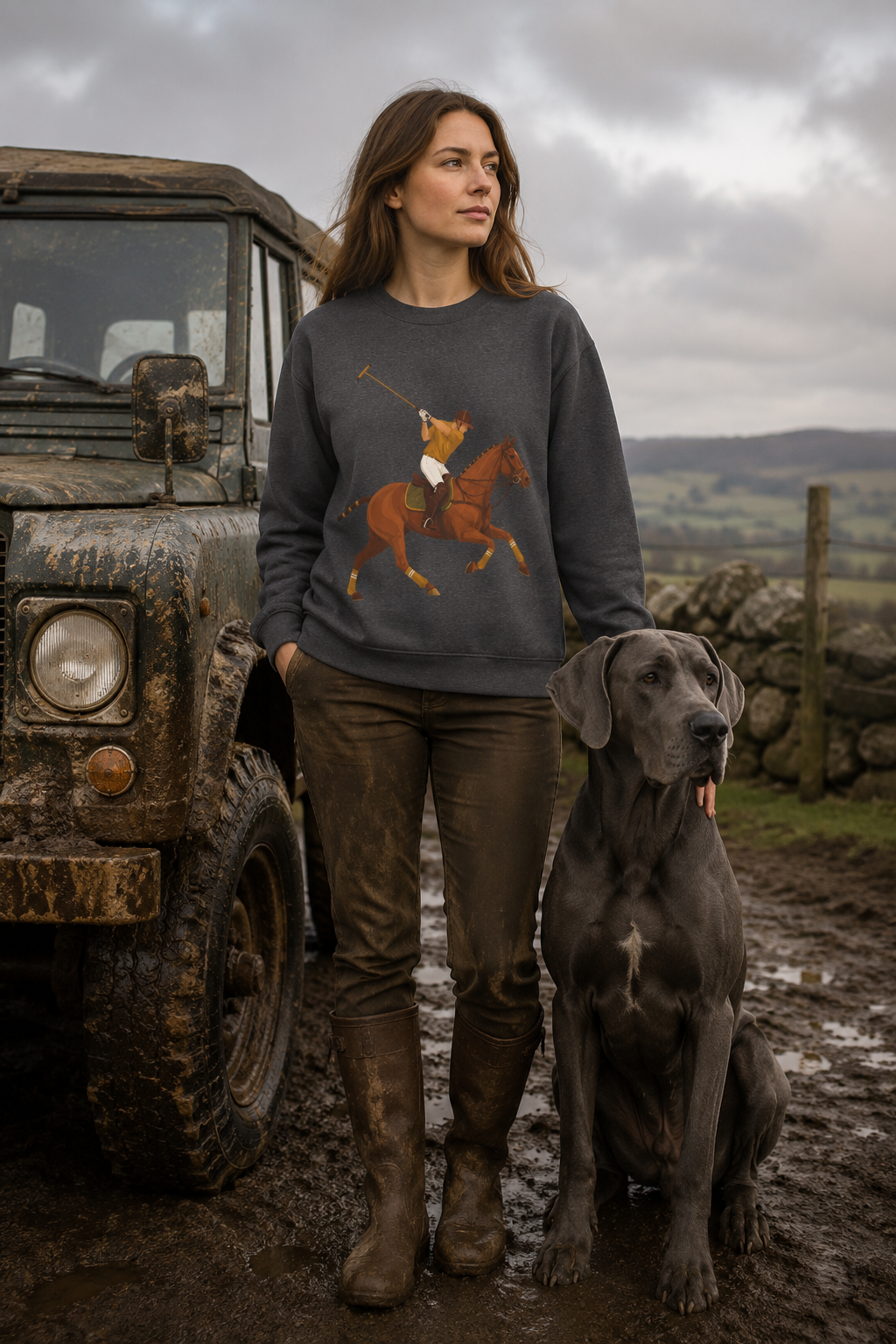 Global Colours -  Vintage Polo Horse Sweatshirt | Heritage Country Club Equestrian Graphic Crewneck