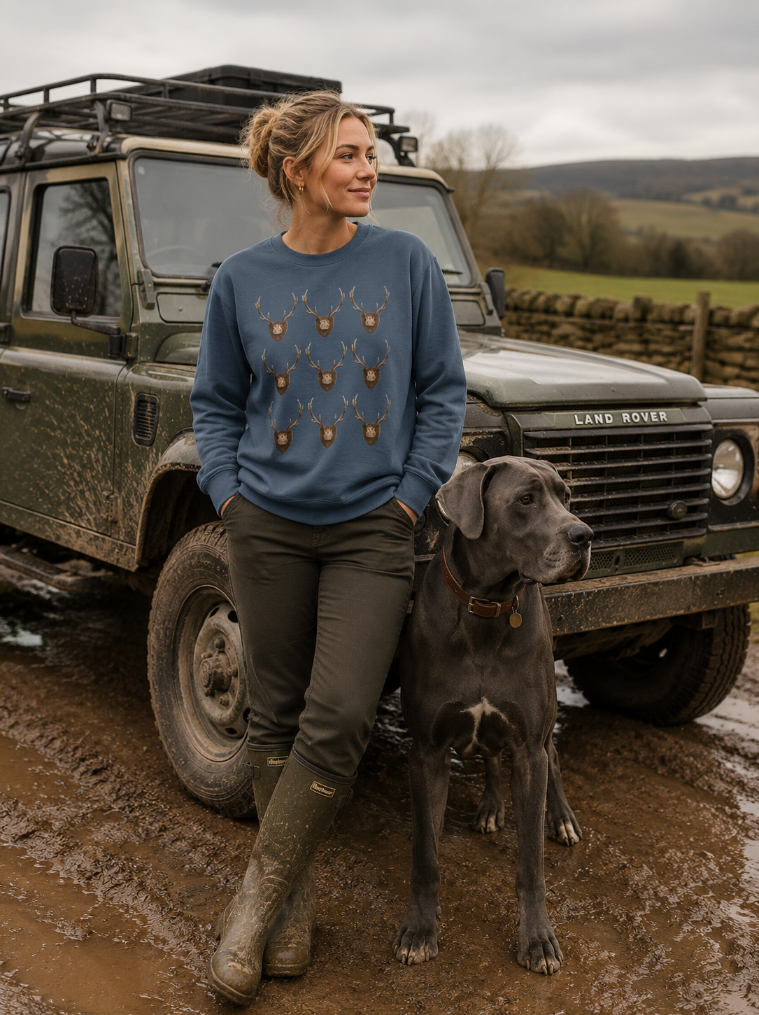 Deer Antler Crest Crewneck Sweatshirt