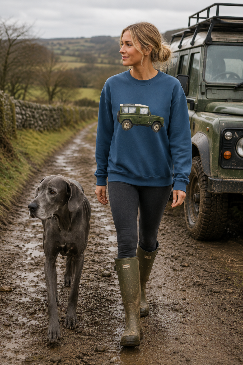 Adventure Land Rover Sweatshirt – Vintage Green Off-Road Truck Crewneck