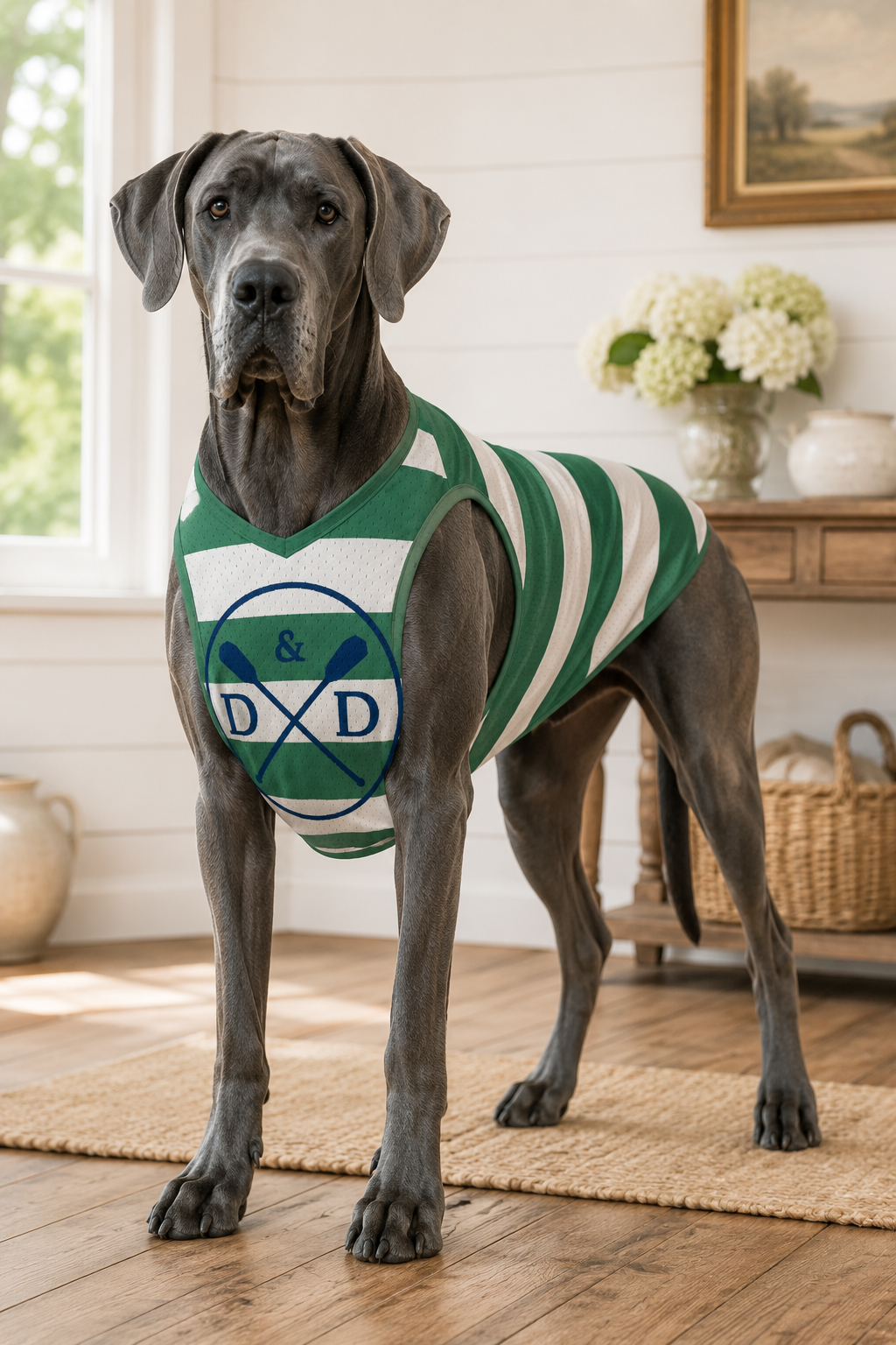 Green Stripe Rowing Club Style Pet Jersey