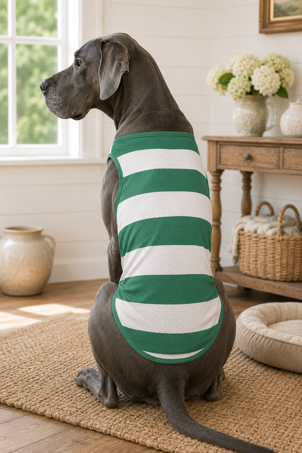 Green Stripe Rowing Club Style Pet Jersey