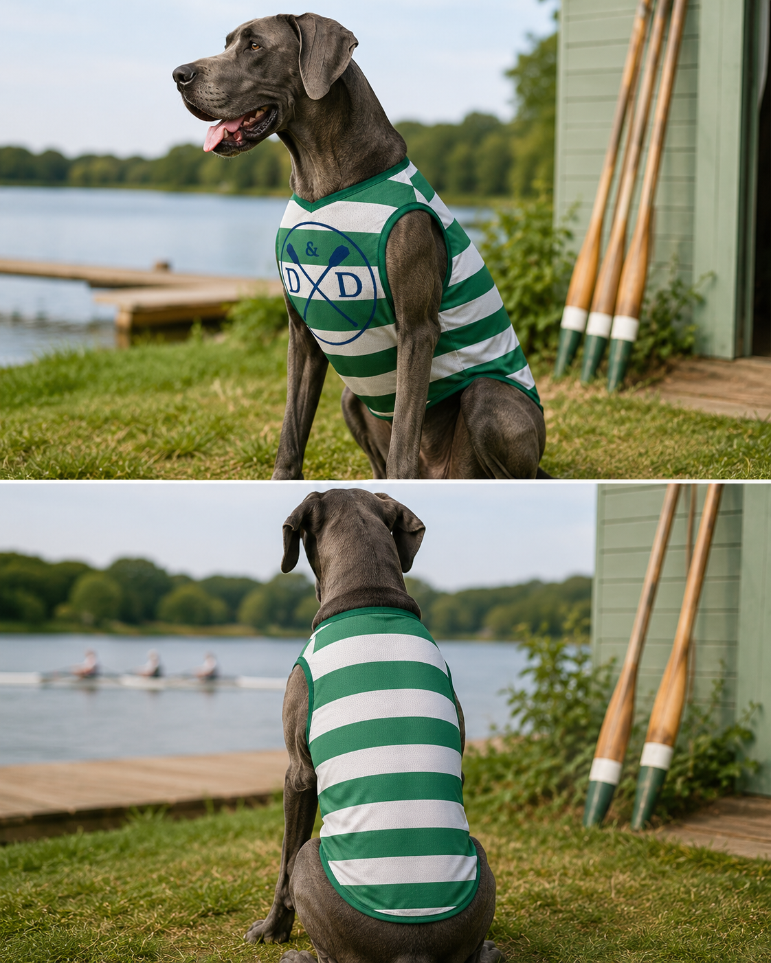 Green Stripe Rowing Club Style Pet Jersey