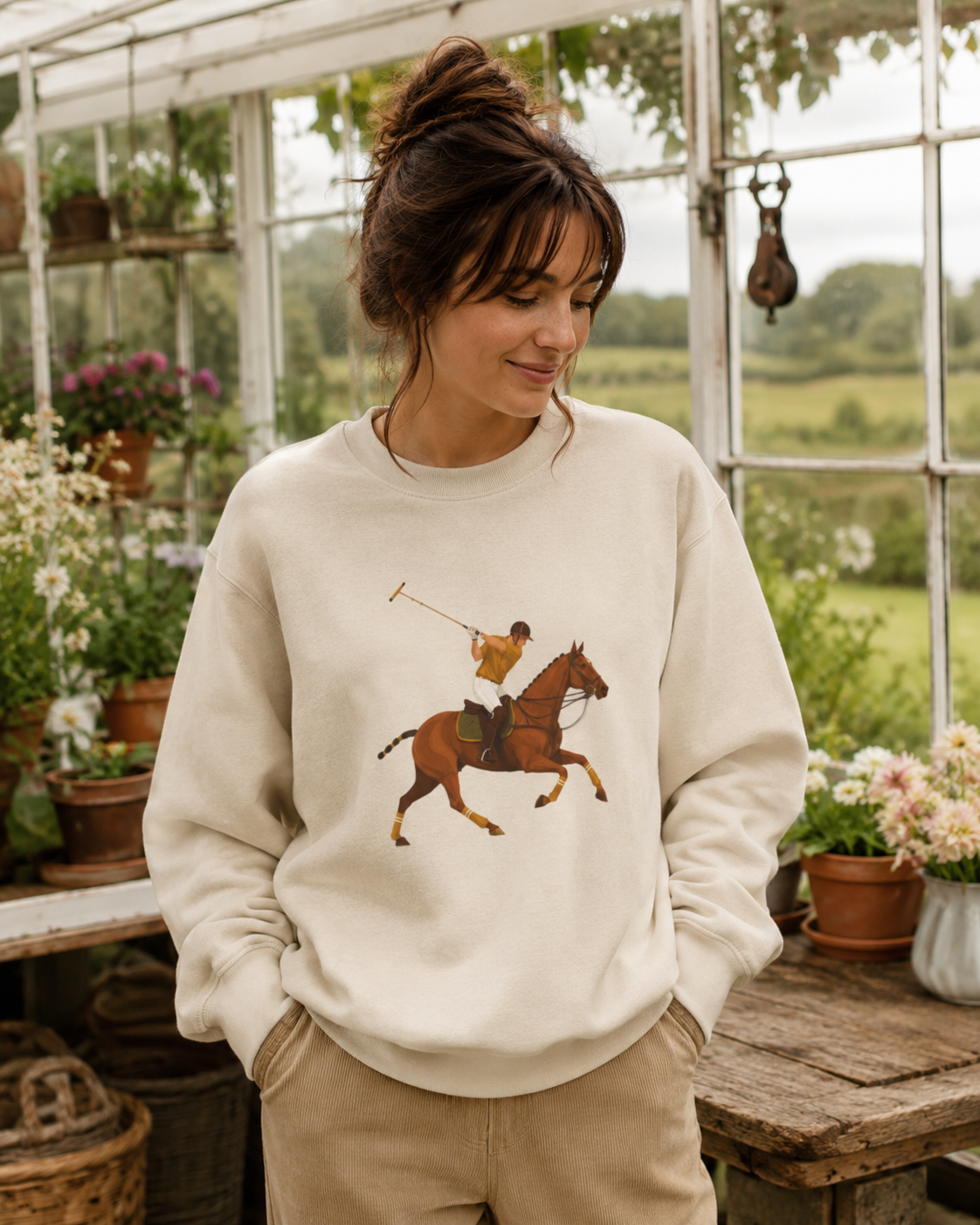 Global Colours -  Vintage Polo Horse Sweatshirt | Heritage Country Club Equestrian Graphic Crewneck