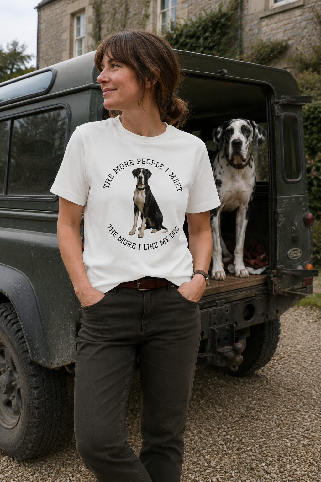 The More People I Meet Women’s Dog T-Shirt, Mantle Great Dane T-Shirt
