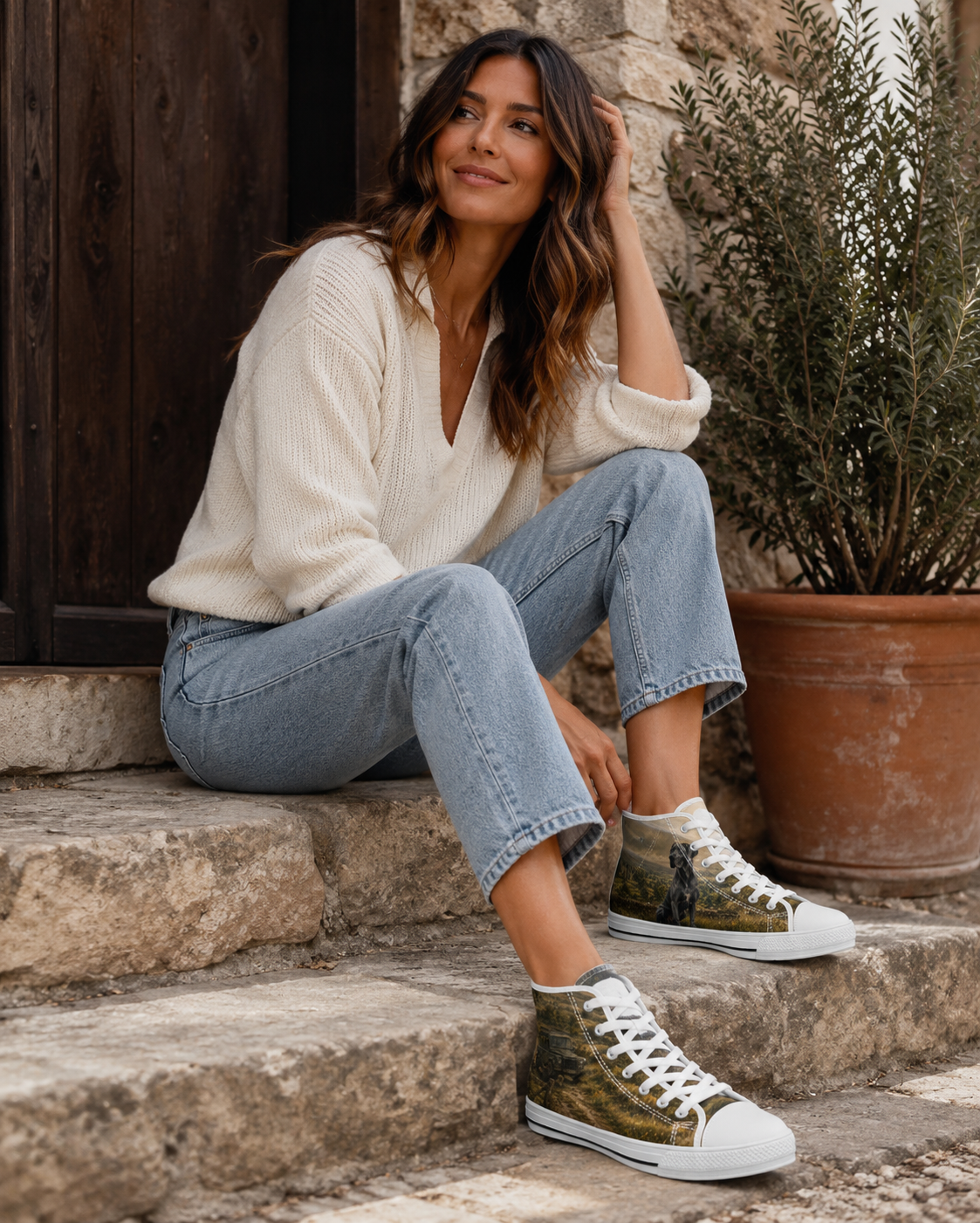 Women's Blue Great Dane Countryside High Top Sneakers