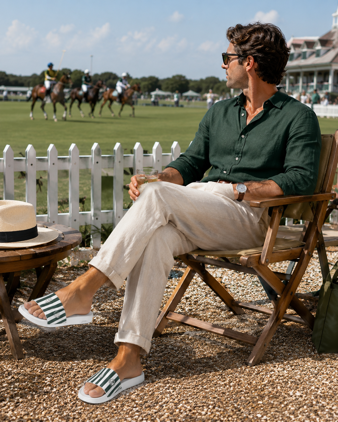 Mens Striped Heritage Sliders