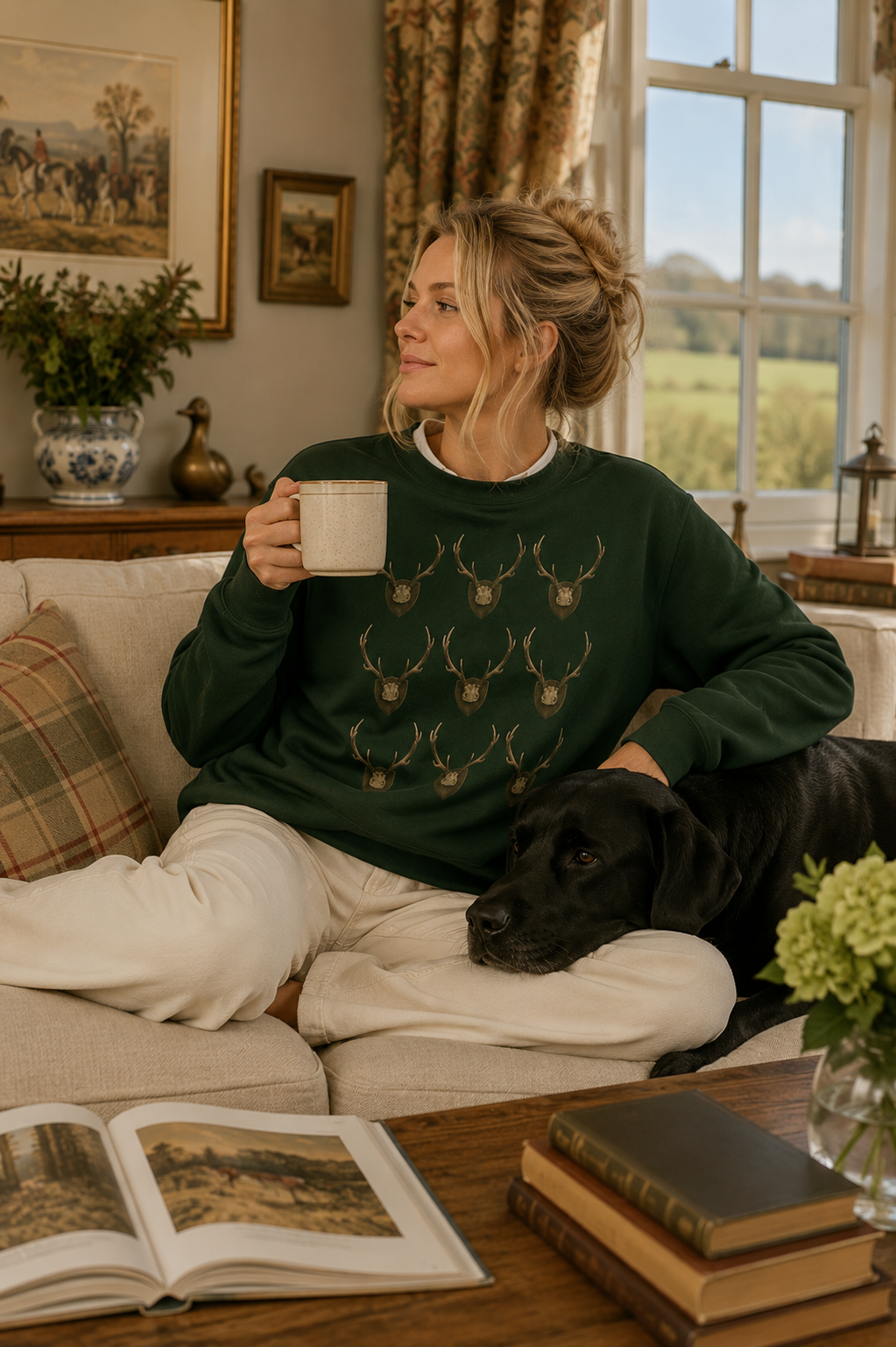 Deer Antler Crest Crewneck Sweatshirt
