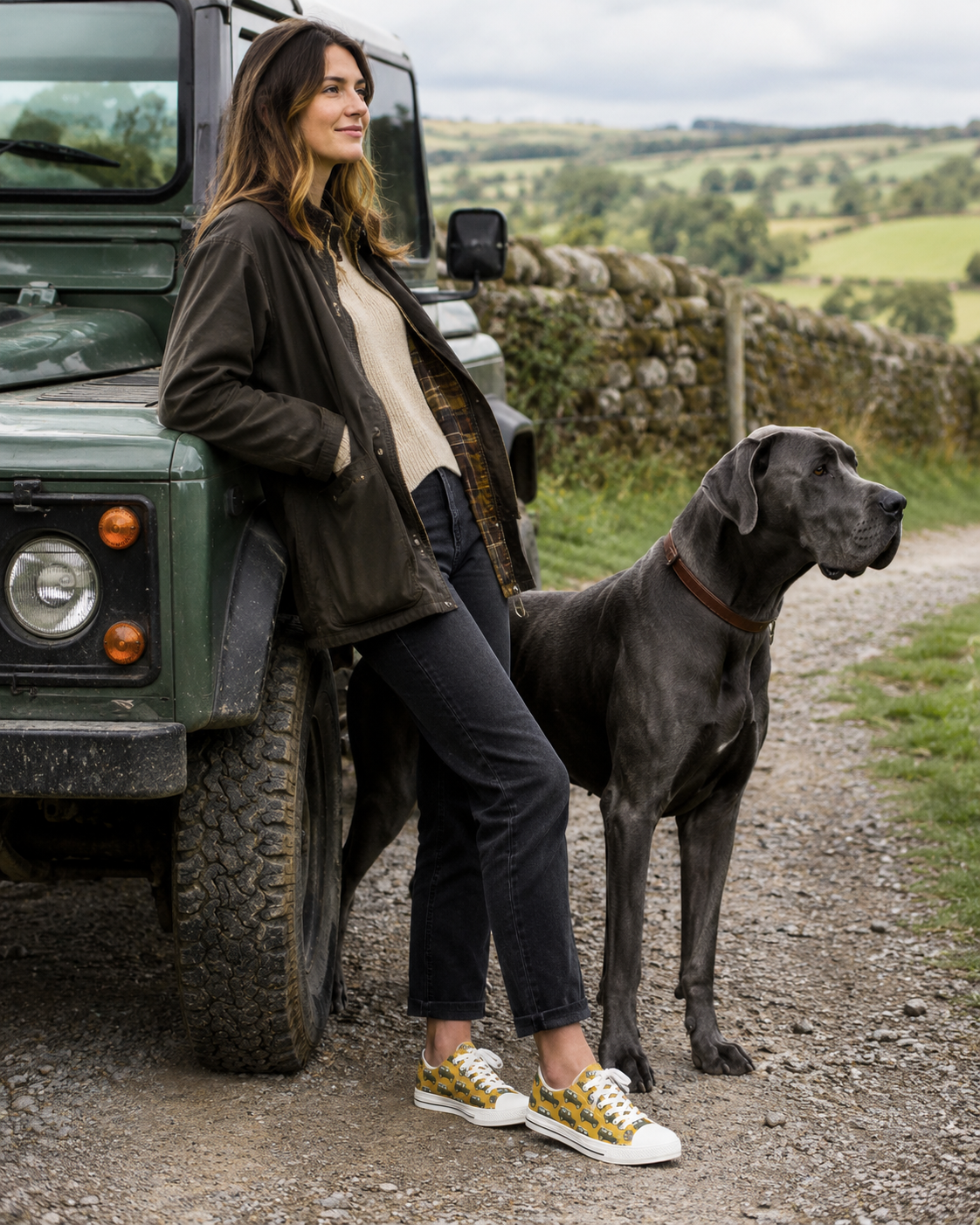 Mustard Low Top Sneakers Defender Jeep Vintage Green - Womens