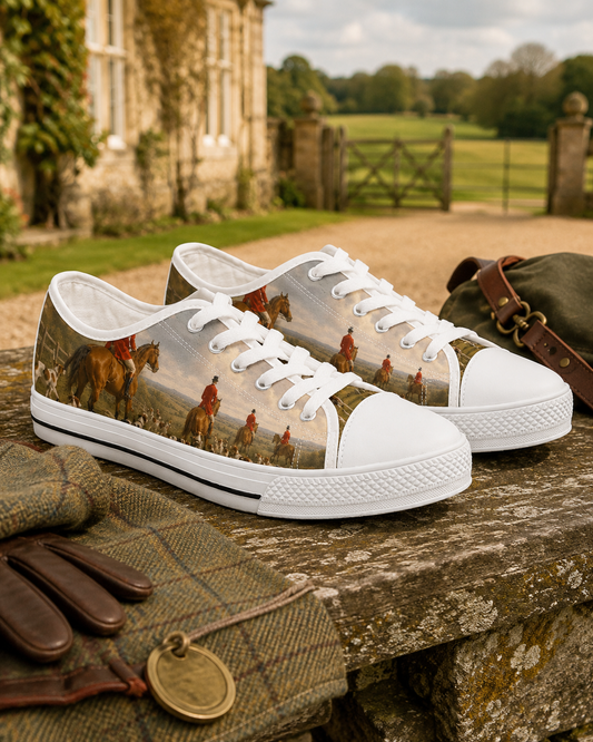 Vintage Equestrian Scene I Low Top Sneakers - Womens