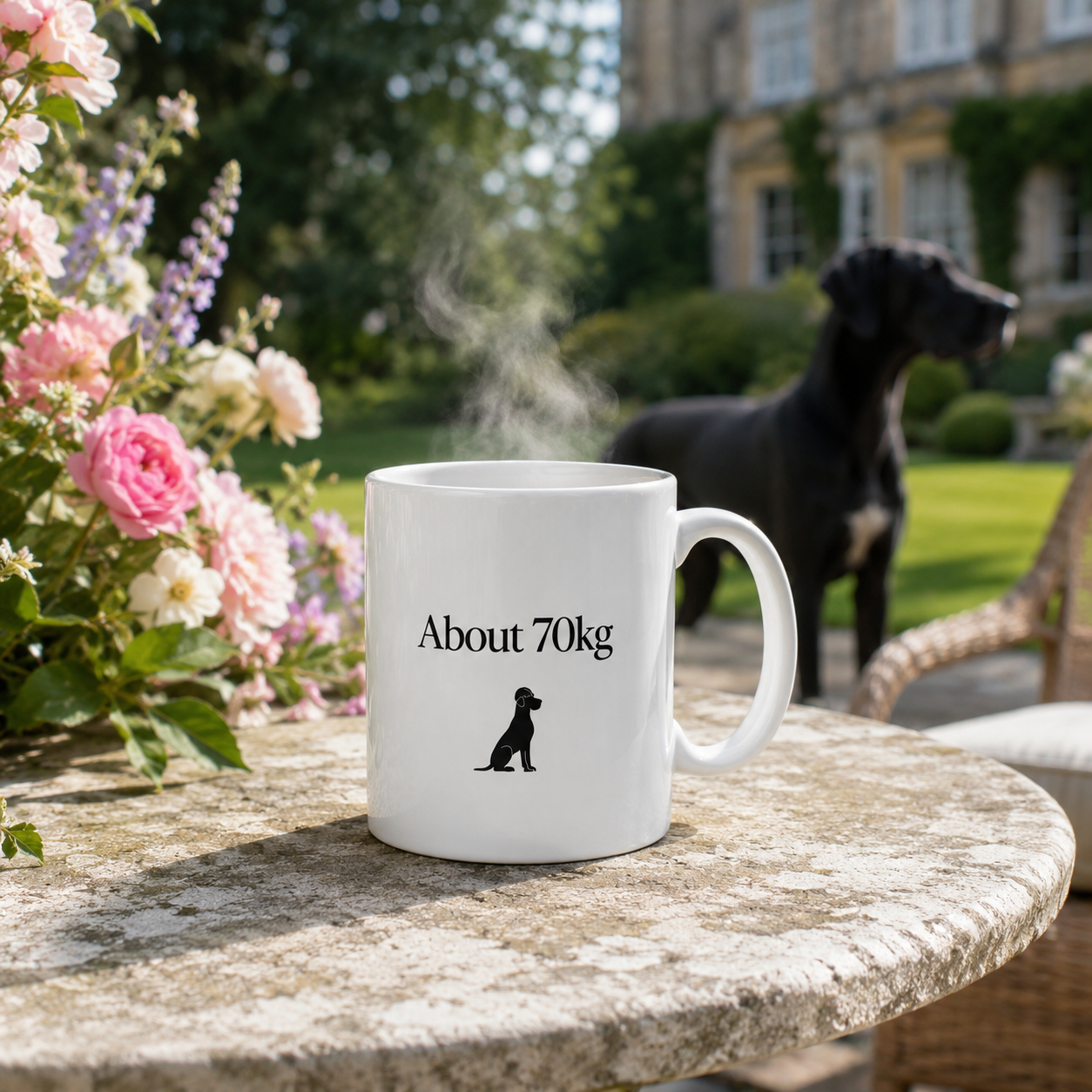 Great Dane 'About 70kg' Mug, Funny Great Dane Mug, Big Dog Owner Gift