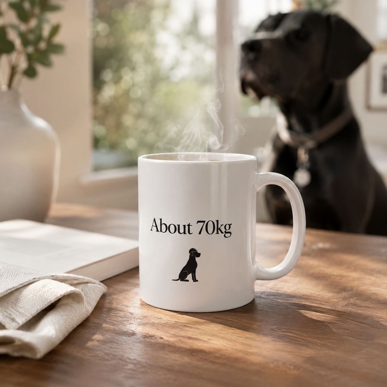Great Dane 'About 70kg' Mug, Funny Great Dane Mug, Big Dog Owner Gift