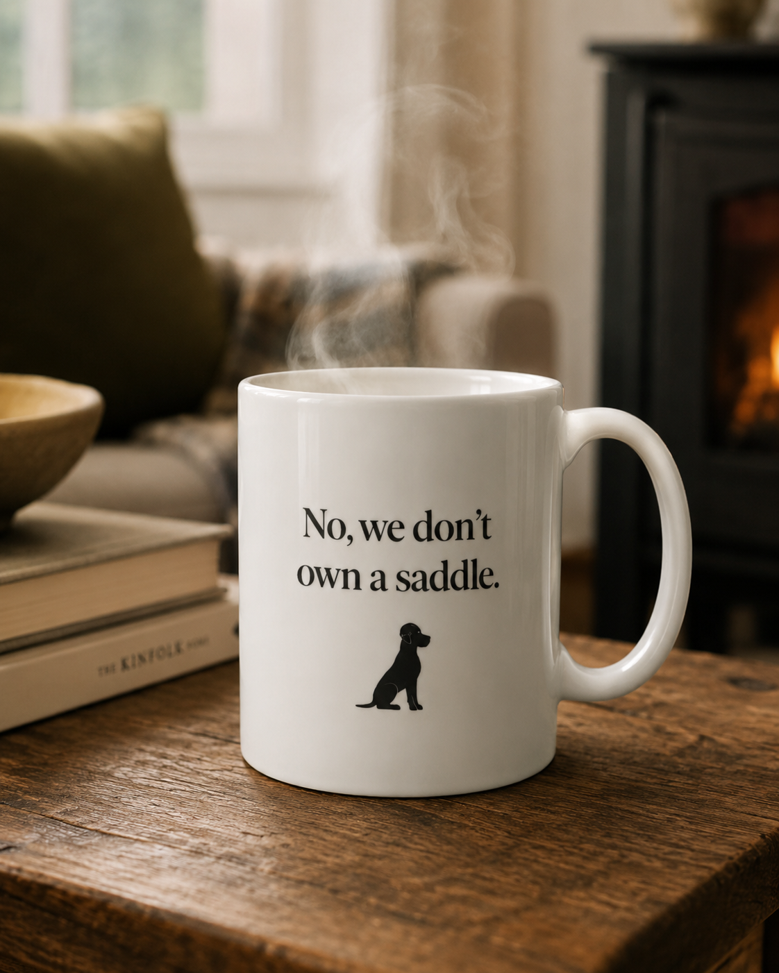 “No, we don't own a saddle” Mug - Great Dane or Big Dog Lover Gift